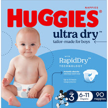 Huggies Ultra Dry Nappies Boys Size 3 (6-11kg) 90 Pack