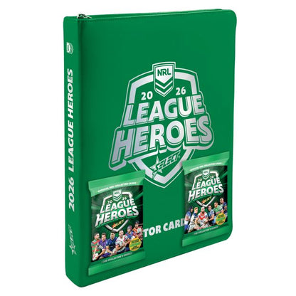 Official 2026 NRL League Heroes 2 Pack Vinyl Collector Card Album.