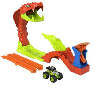 Hot Wheels Monster Trucks Snake Slam Takedown Playset with 1:64 Scale Bone Shaker