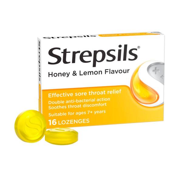 STREPSIL THROAT LOZENGES:HONEY LEMON:.:16 PACK