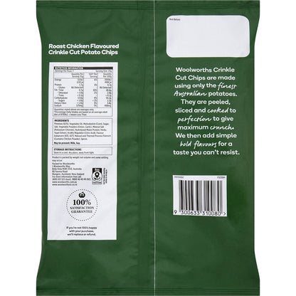 Woolworths Crinkle Cut Chips Roast Chicken 175g