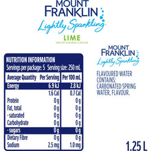 Mount Franklin Lightly Sparkling Water Lime Bottle 1.25l