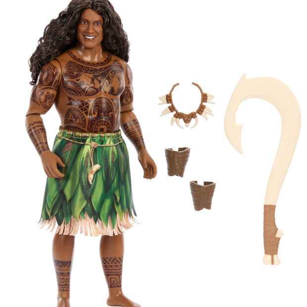Mattel Disney Moana Maui Doll with Removable Fashion & 4 Accessories - Inspired by Live Action Movie