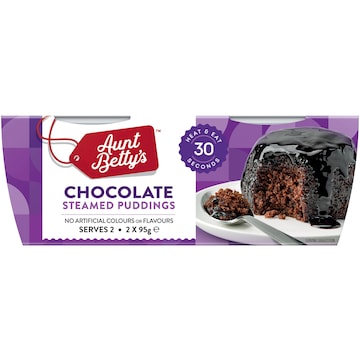Aunt Betty's Chocolate Steamy Puds 95g x 2 pack