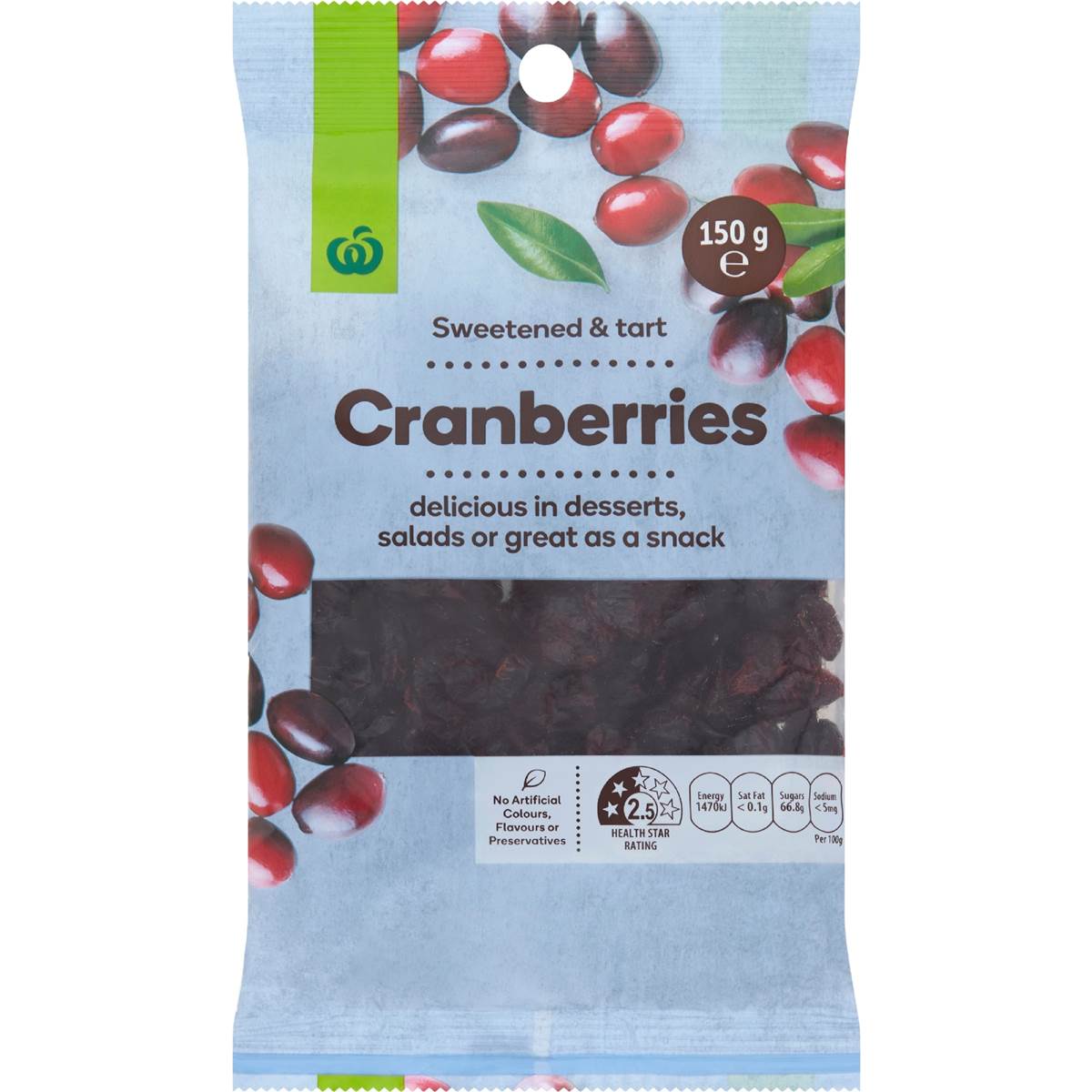 Woolworths Cranberries 150g