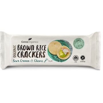 Ceres Organics Brown Rice Crackers Sour Cream & Chives 115g
