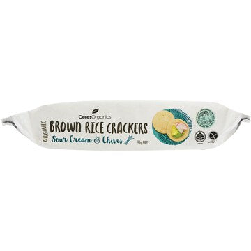 Ceres Organics Brown Rice Crackers Sour Cream & Chives 115g