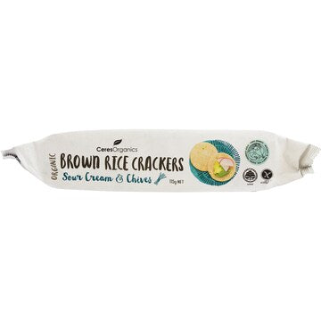 Ceres Organics Brown Rice Crackers Sour Cream & Chives 115g