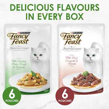 Fancy Feast Inspirations Wet Cat Food Beef & Chicken 70g x 12 pack