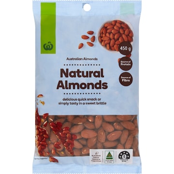 Woolworths Almonds Natural 450g
