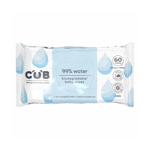 CUB BIODEGRADABLE WATER WIPES 60 PACK