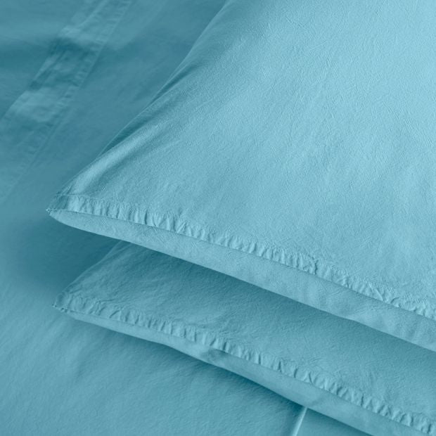 Arlo Stonewash 2 Pack Cotton Standard Pillowcase - Adriatic Blue