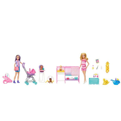 Barbie & Skipper Dolls with 3 Babies and Furniture & Accessories