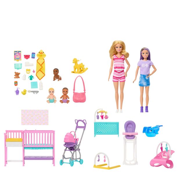 Barbie & Skipper Dolls with 3 Babies and Furniture & Accessories