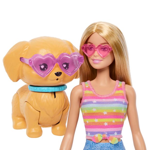 Barbie Pets Skate and Run Pup Blonde Doll with Puppy, Skates, and Accessories