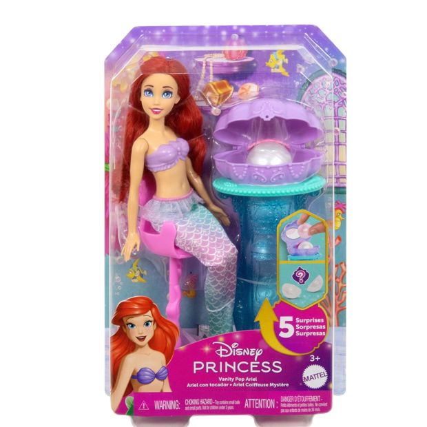 Disney Princess Ariel Vanity Pop Mermaid Fashion Doll & Vanity with 5 Pop-up Surprises