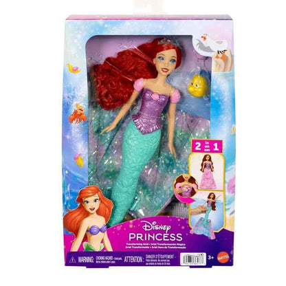 Disney Princess Ariel Human to Mermaid Transforming Fashion Doll with Flounder & 2 Accessories