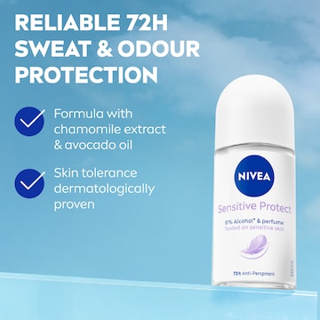 Nivea Sensitive Protect Roll On 72hr Antiperspirant Deodorant 50mL