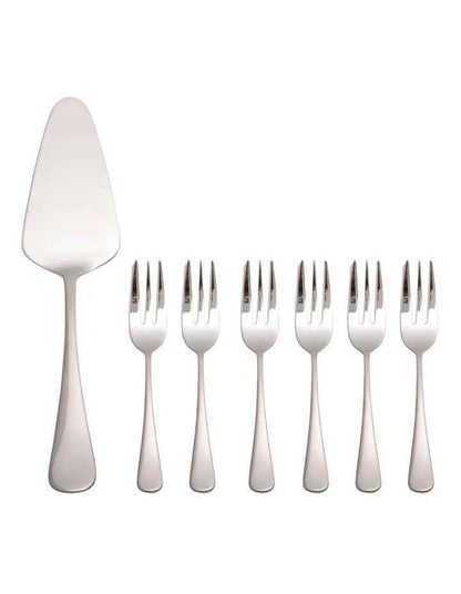 Madison Cake Server and Fork Set 7 Piece in Stainless Steel