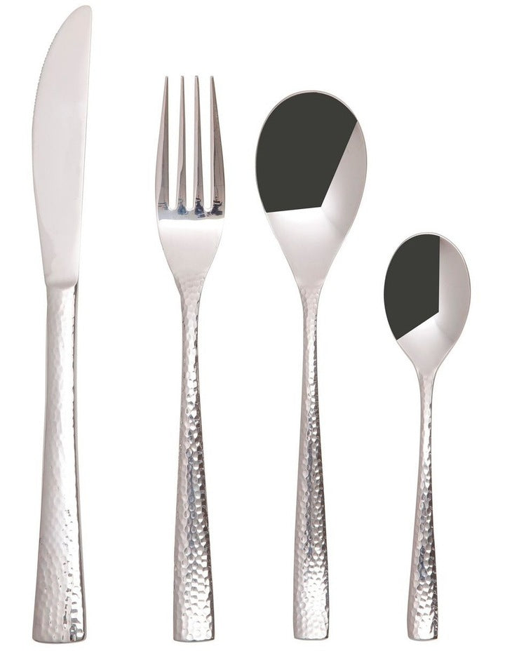 Wayland Hammered Cutlery Set 16 Pieces Gift Boxed in Silver