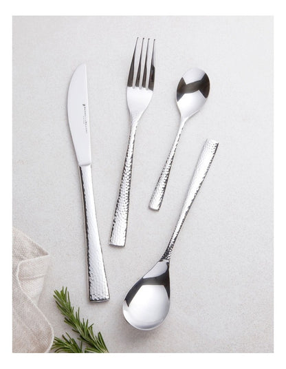 Wayland Hammered Cutlery Set 16 Pieces Gift Boxed in Silver