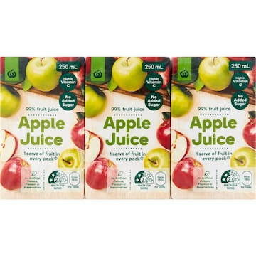 Woolworths Apple Juice Poppers 250mL x 6 pack