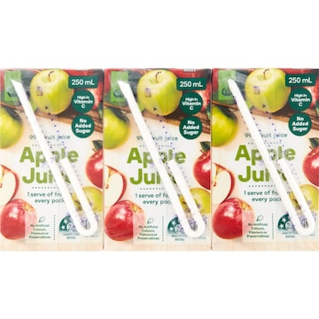 Woolworths Apple Juice Poppers 250mL x 6 pack