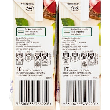 Woolworths Apple Juice Poppers 250mL x 6 pack