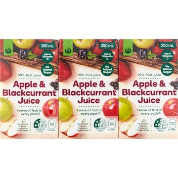 Woolworths Apple & Blackcurrant Juice Poppers 250mL x 6 pack