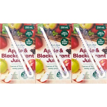 Woolworths Apple & Blackcurrant Juice Poppers 250mL x 6 pack