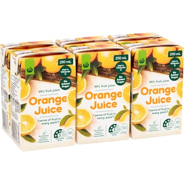 Woolworths Orange Juice Poppers 250mL x 6 pack