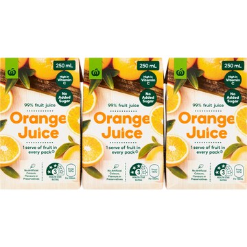 Woolworths Orange Juice Poppers 250mL x 6 pack