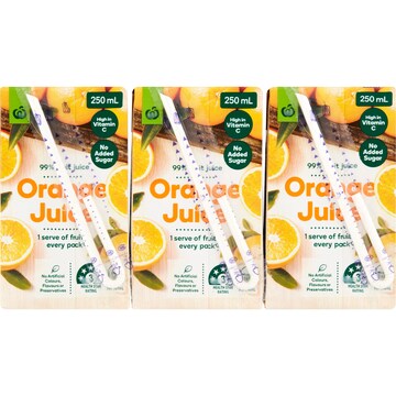 Woolworths Orange Juice Poppers 250mL x 6 pack