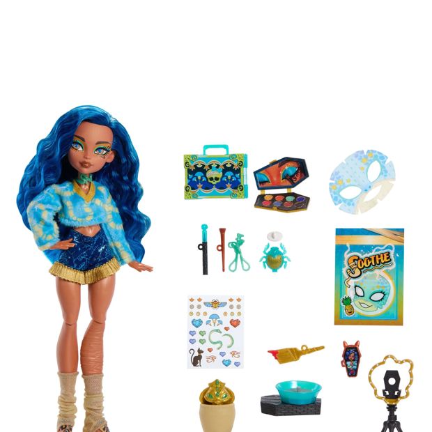 Monster High Self-Scare Secrets Cleo De Nile Fashion Doll With 13 Realistic Accessories