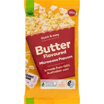 Woolworths Microwave Popcorn Butter Flavoured 100g