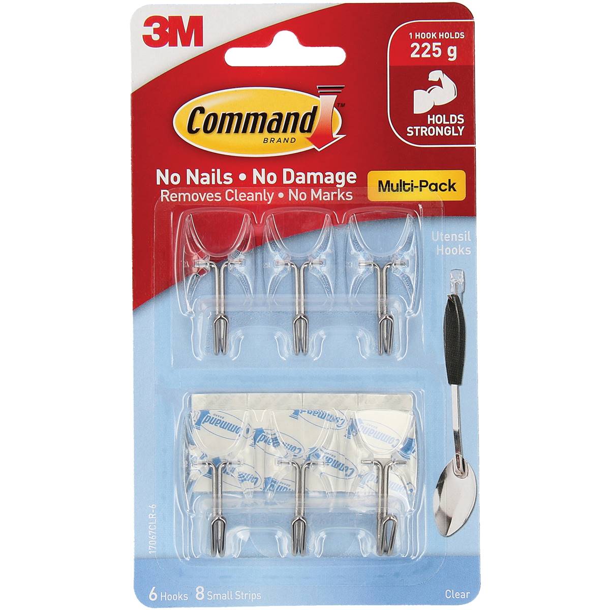 3M Command Utensil Hooks Clear Value Pack 6 Pack
