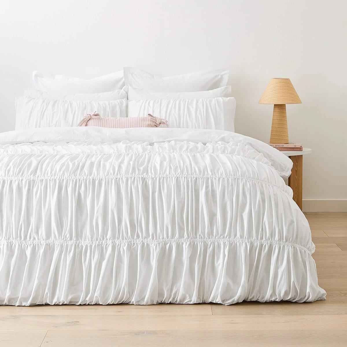 Arlo Cotton Quilt Cover Set - King Bed, White