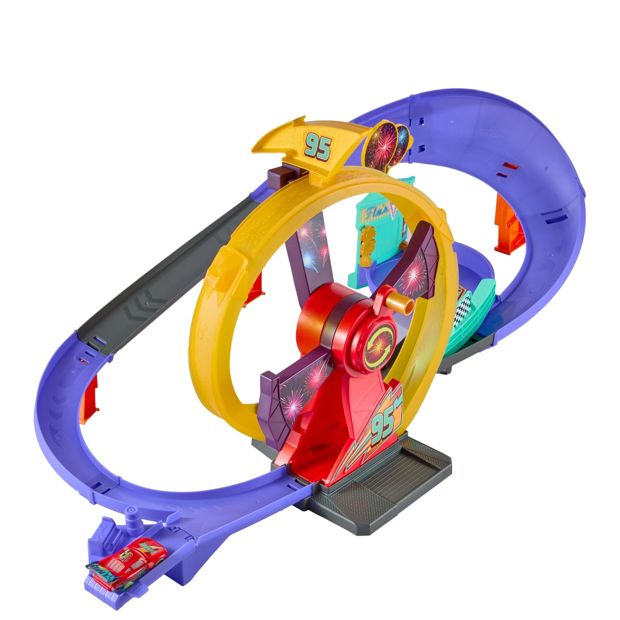 Disney And Pixar Cars Race To Celebrate Lightning Mcqueen Celebration Raceway Playset & Toy Car