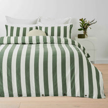 Stripe Linen Cotton Quilt Cover Set - King Bed, Forest