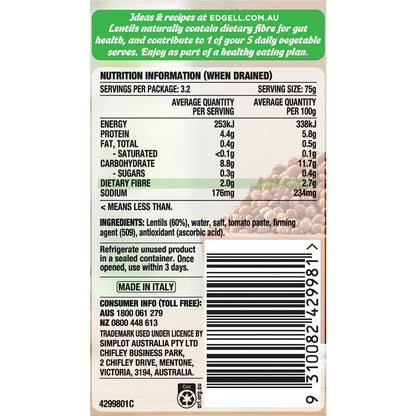 Edgell Brown Lentils 400g