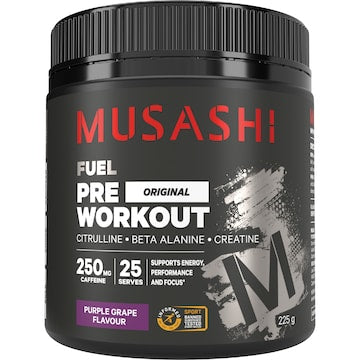 Musashi Pre Workout Powder Purple Grape, 25 Serves 225g