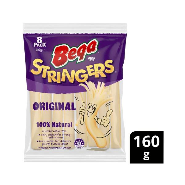 BEGA CHEESE STRINGERS ORIGINAL 8PK 160G