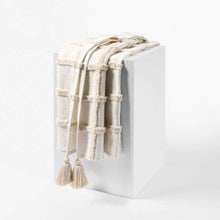 Grid Tufted Throw - Beige and White