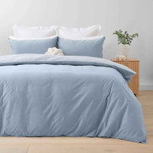 Chambray Cotton Rich Reversible Quilt Cover Set - Double Bed, Blue