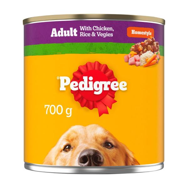 PEDIGREE ADULT WET DOG FOOD WITH CHICKEN- RICE & VEGIES HOMESTYLE 700G CAN