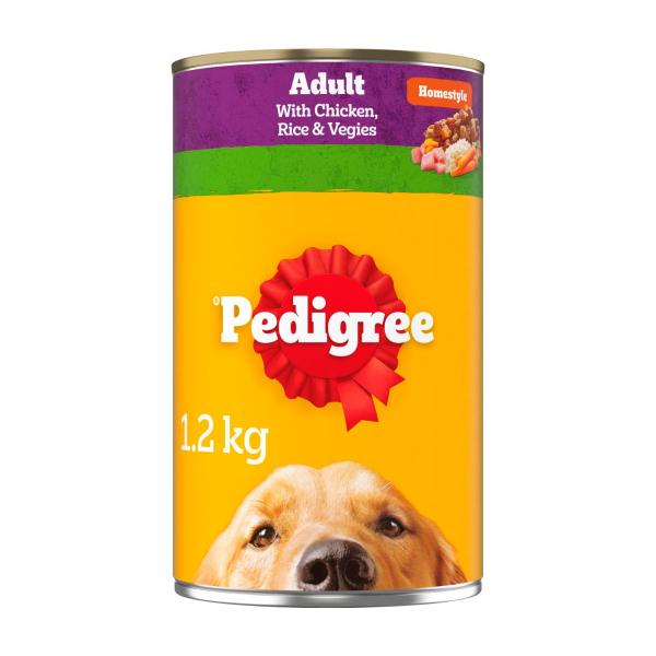 PEDIGREE ADULT WET DOG FOOD CHICKEN- RICE & VEGIES HOMESTYLE 1.2KG CAN
