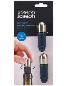 BarWise Twist-Lock Wine Stopper Set of 2 in Blue