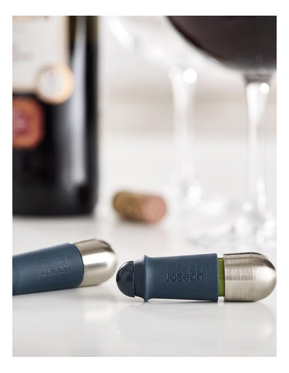 BarWise Twist-Lock Wine Stopper Set of 2 in Blue