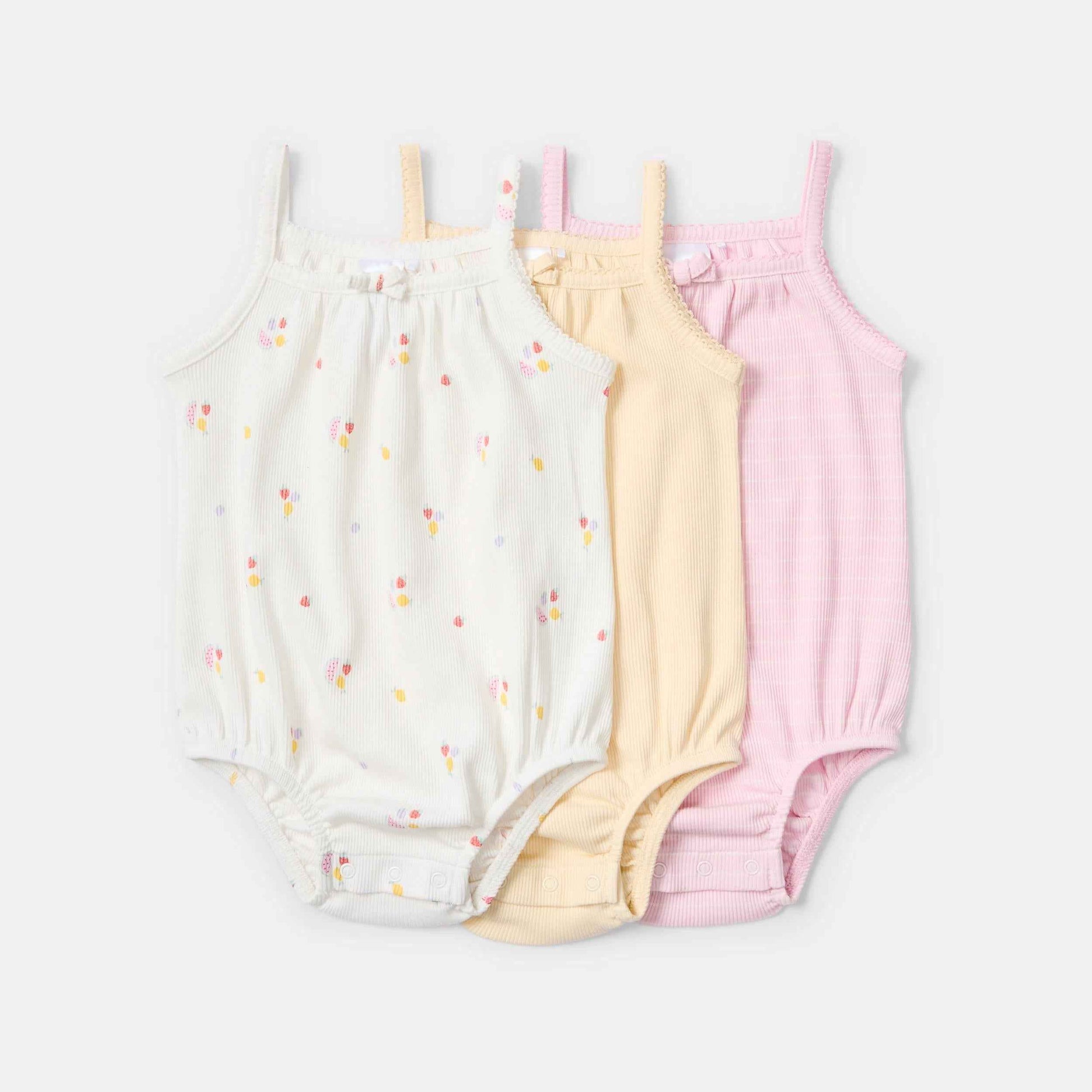 3 Pack Sleeveless Ribbed Bodysuit