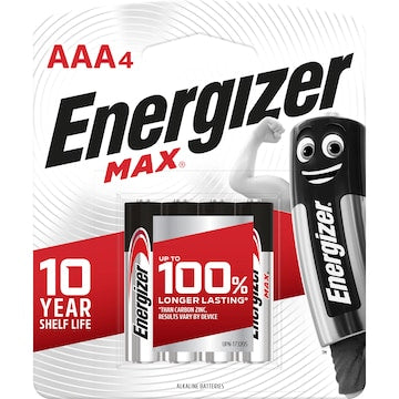 Energizer Max AAA Alkaline Batteries 4 pack